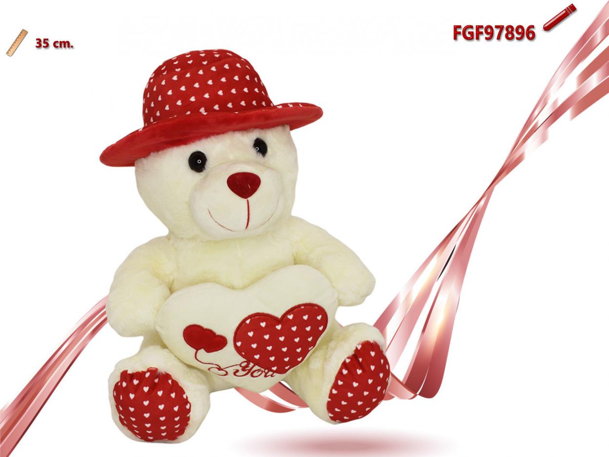 ORSO PELUCHE CON CUORE E CAPPELLO 497896 52548