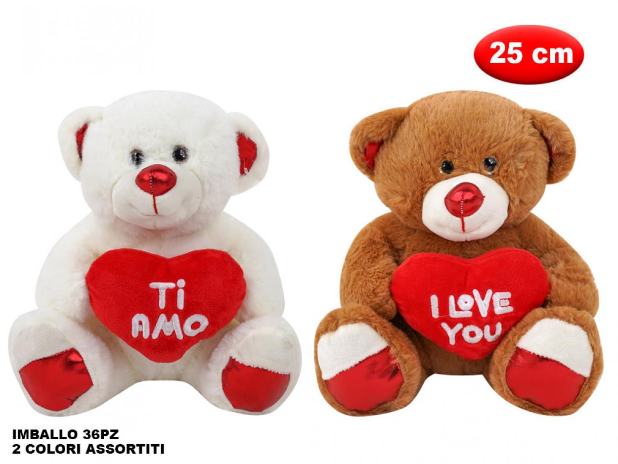 PELUCHE ORSETTO CON CUORE MORBIDO 25cm 169537 41272