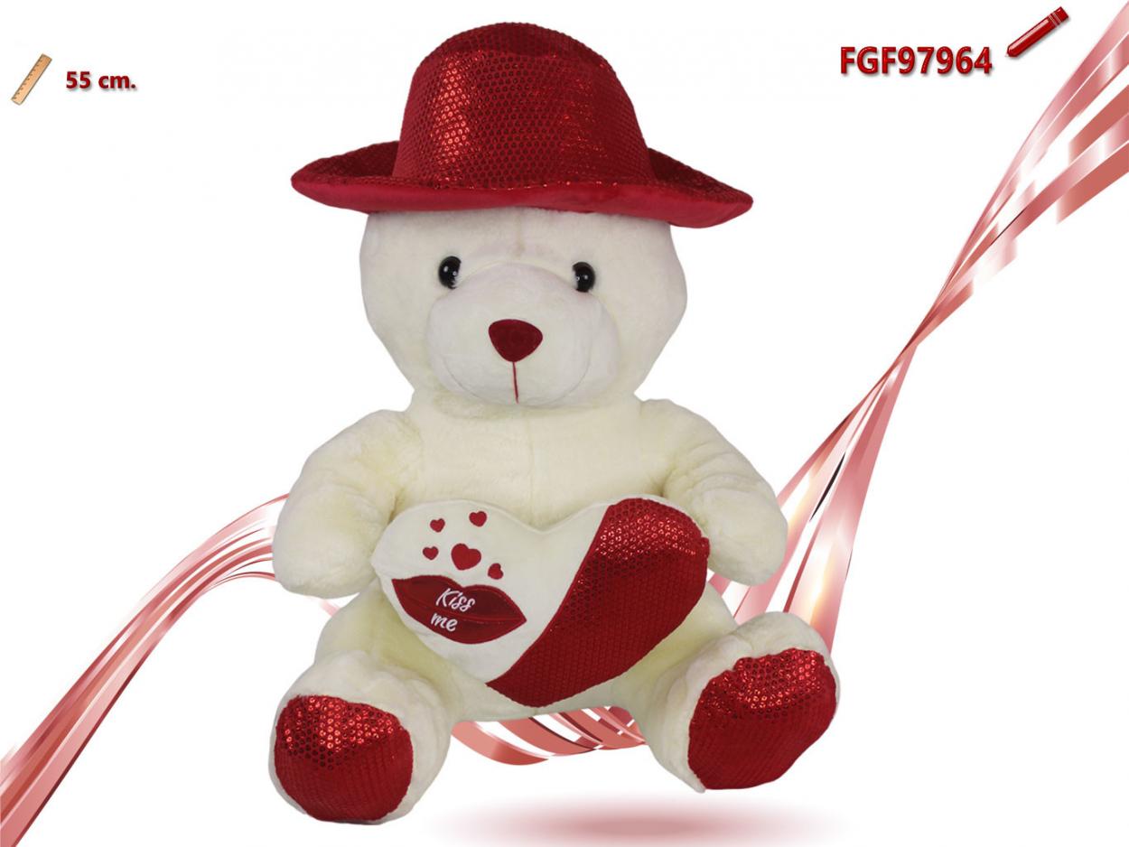 ORSO PELUCHE CON CUORE E CAPPELLO 497964 52548