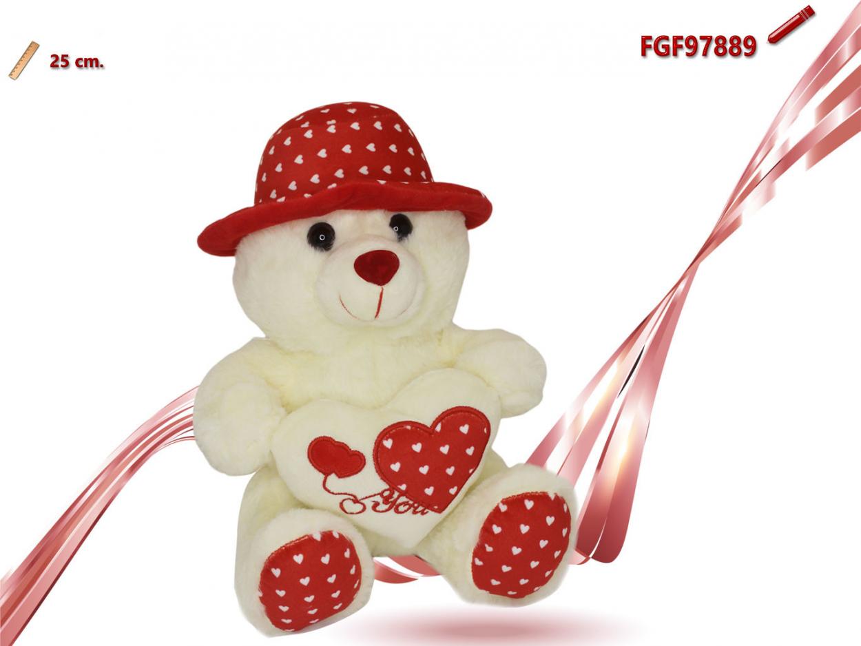ORSO PELUCHE CON CUORE E CAPPELLO 497889 52548