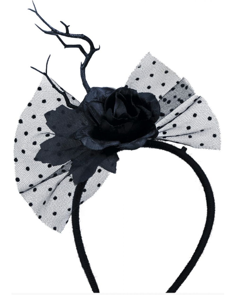 CERCHIETTO CON FIORE NERO E VELO 24581 52833