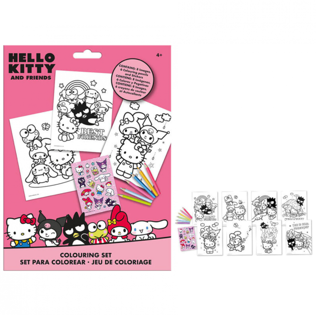 HK50190 SET DE COLOREAR CON STICKERS HELLO KITTY & FRIENDS 40809