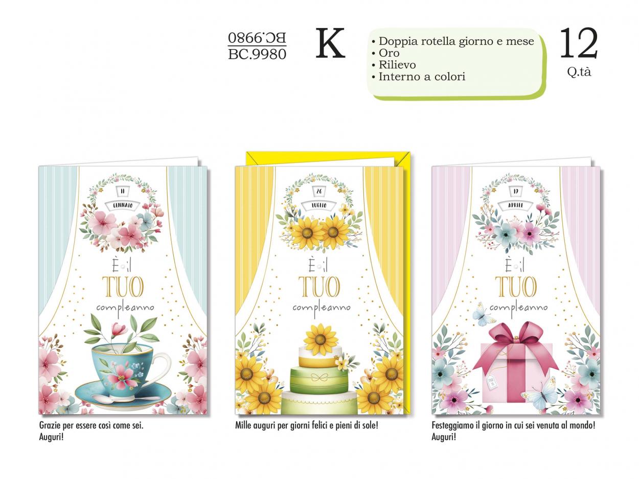 BC9980 BIGLIETTI COMPLEANNO FEMMINILE ROTELLA DATA 40631