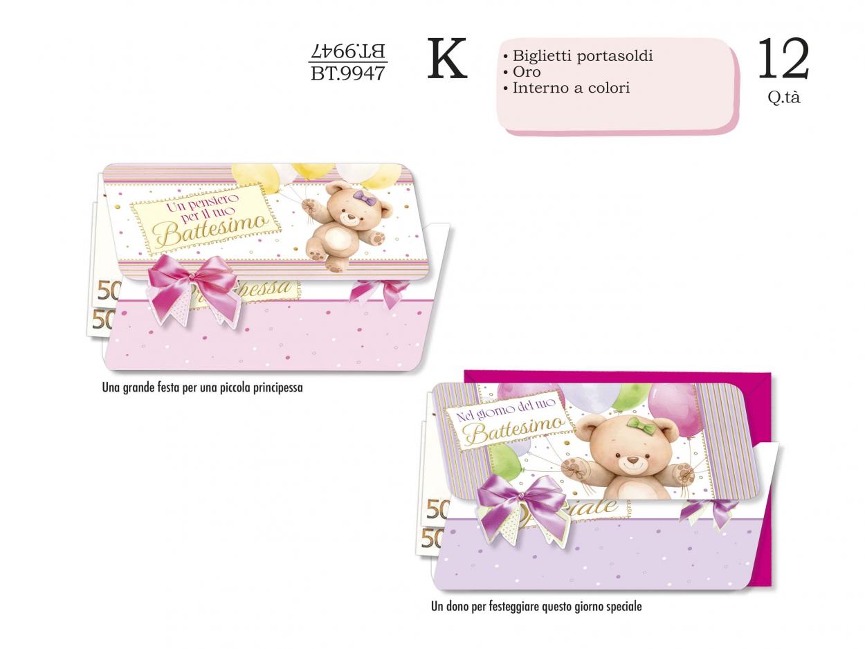 BT9947 PORTASOLDI BATTESIMO ROSA 40631