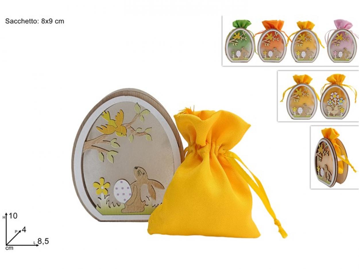 DECORAZIONE PASQUALE IN LEGNO 10cm CON SACCHETTO 328300 40649
