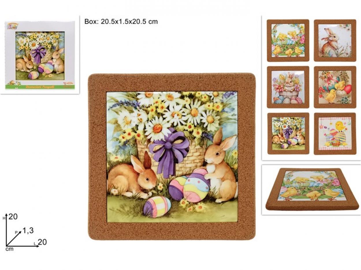 SOTTOPENTOLA CERAMICA CON SUGHERO QUADRATO DECORI PASQUALI 335681 40649