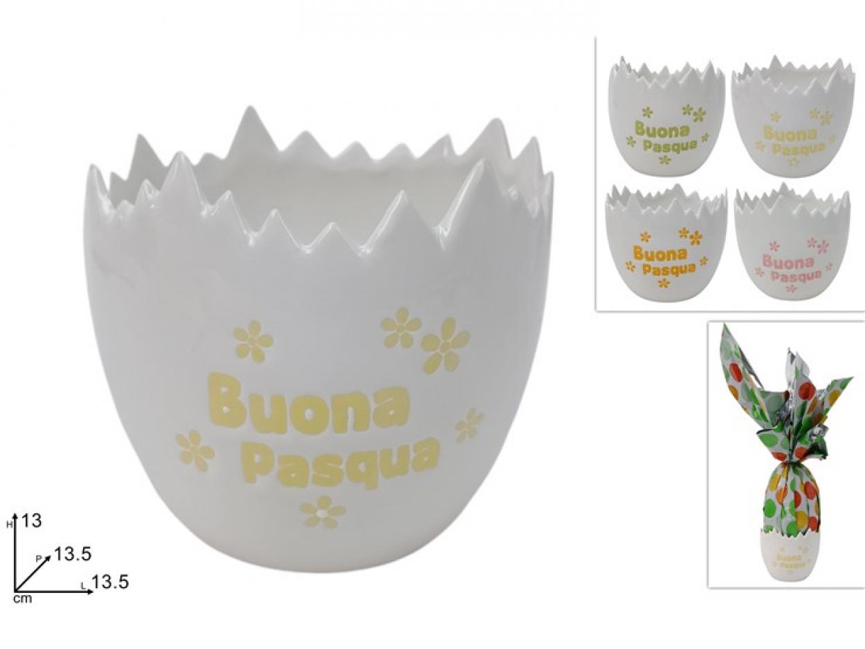 VASO PORTAUOVO CERAMICA 13,5cm BIANCO CON SCRITTA 419374 40649