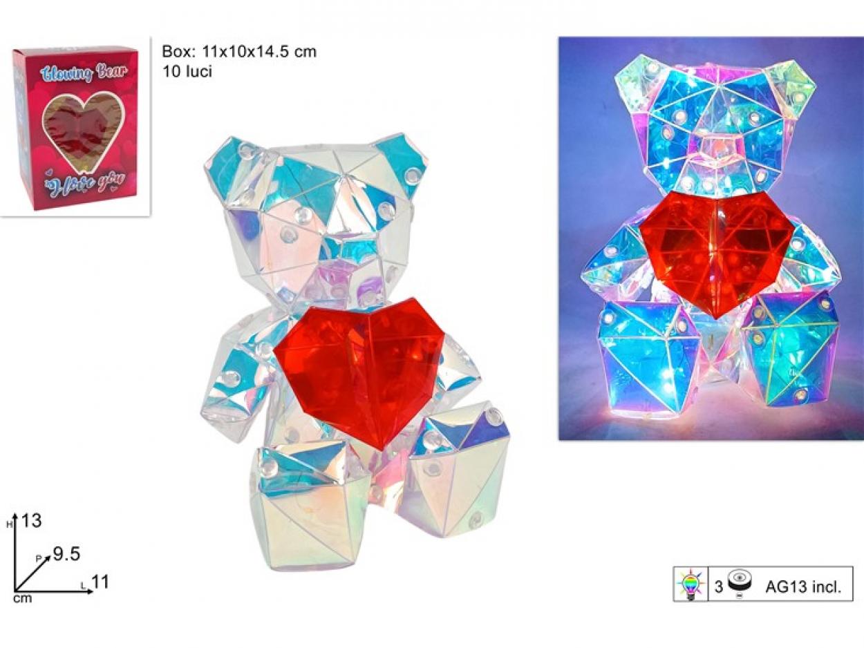 ORSETTO CON CUORE RAINBOW CON GIOCO DI LUCI IN BOX 418278 40649