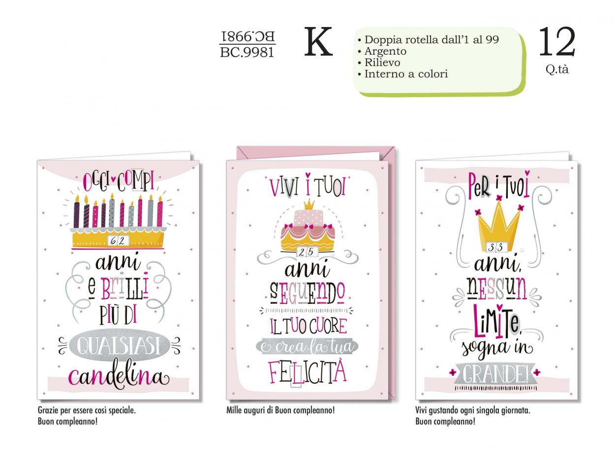 BC9981 BIGLIETTI COMPLEANNO FEMMINILE ROTELLA ETA' 40631