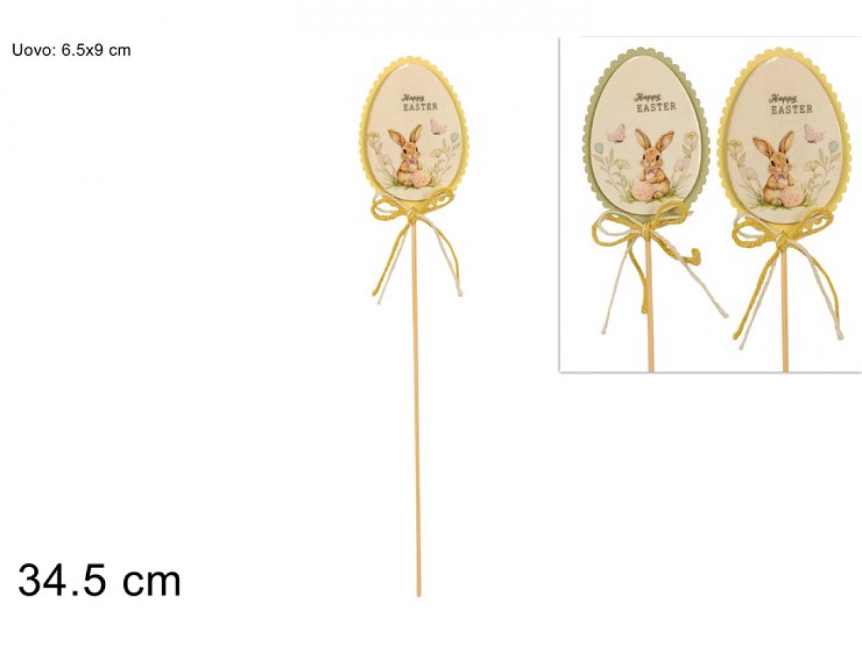 SPILLONE UOVA 34,5cm IN LEGNO CON CONIGLIO 432779 40649