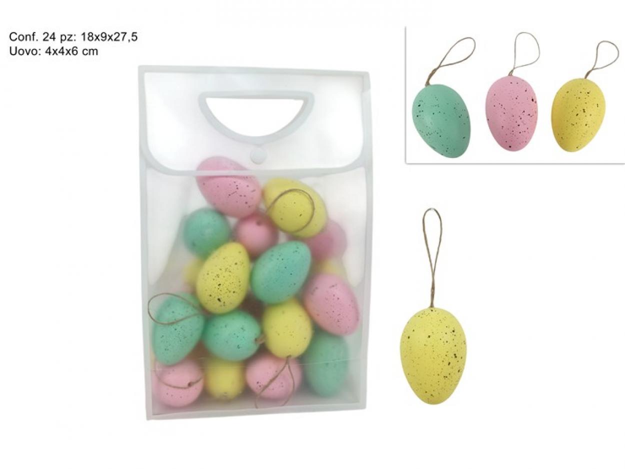 SACCHETTO CON 24 UOVA DA 6cm COLORATE 421049 40649