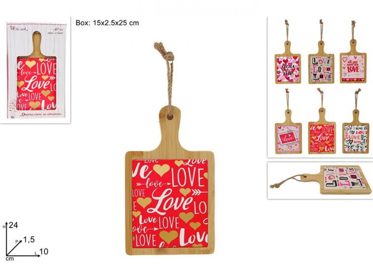 TAGLIERE LEGNO E CERAMICA 24x14cm SAN VALENTINO 335964 40649