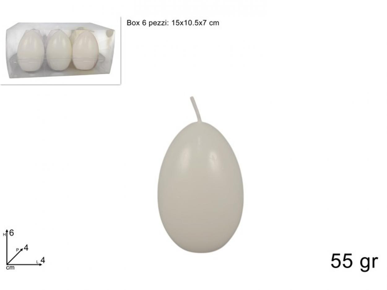 CANDELE UOVA 55gr SET 6pz BIANCHE 431970 40649
