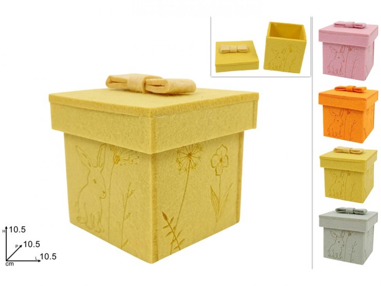 SCATOLA FELTRO QUADRATA DECORO PASQUALE 332116 40649