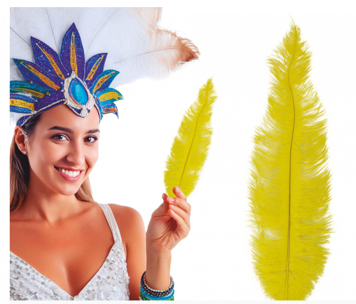 BORSA DA 12 PIUME DI STRUZZO 35-45cm GIALLO 17669 52833