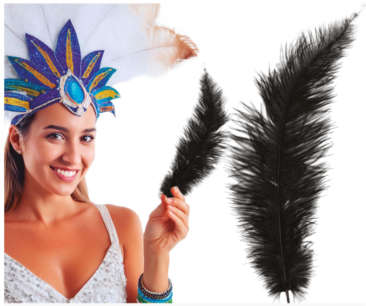 BORSE DA 12 PIUME DI STRUZZO 35-45cm NERO 17667 52833