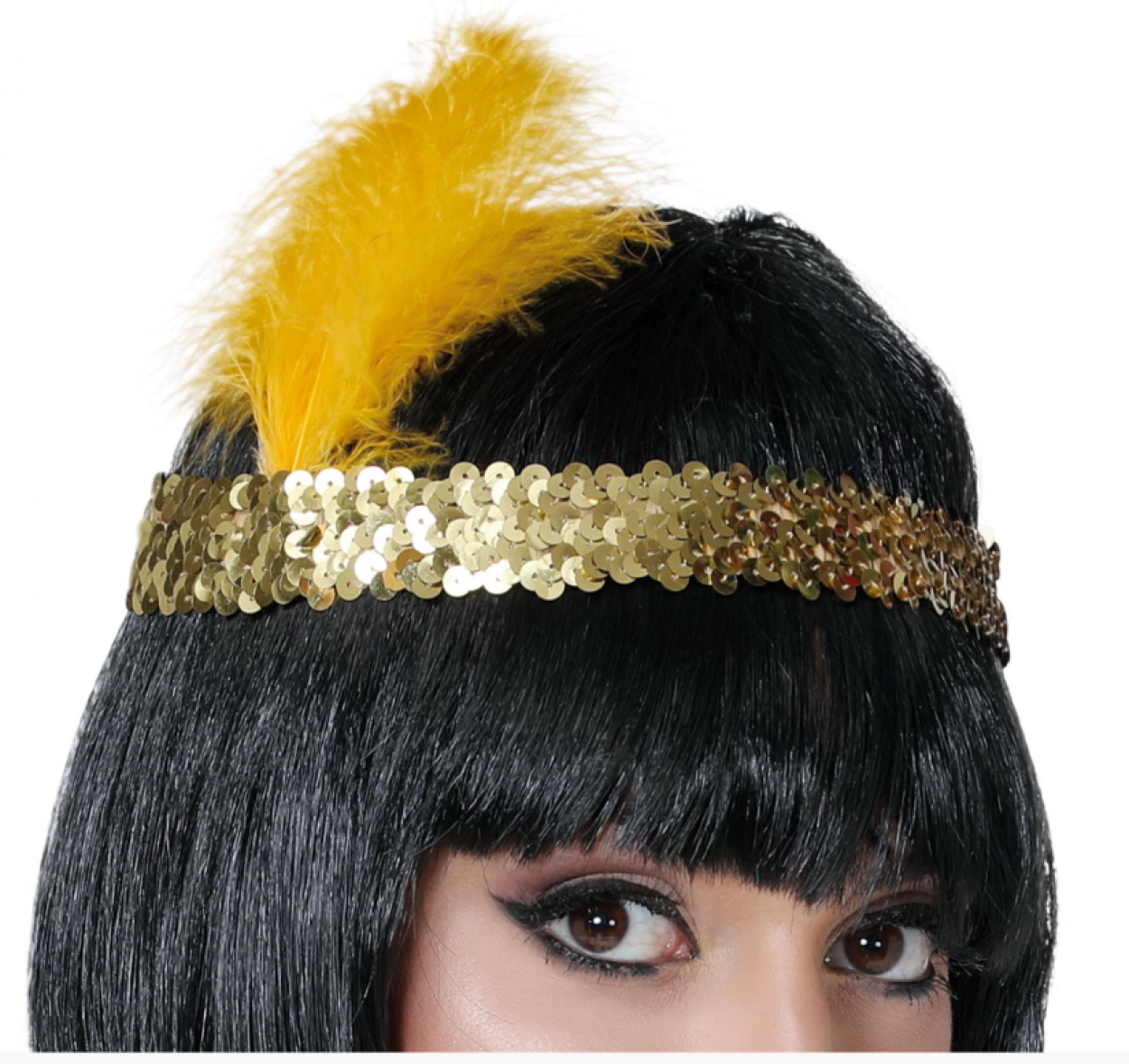 FASCIA CHARLESTON PAILLETTE ORO CON PIUME 13203 52833