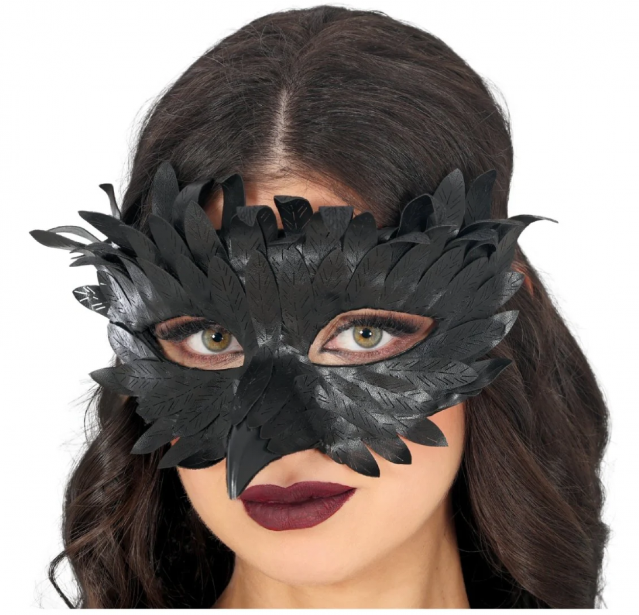 MASCHERA PIUME NERE CON BECCO 12081 52833