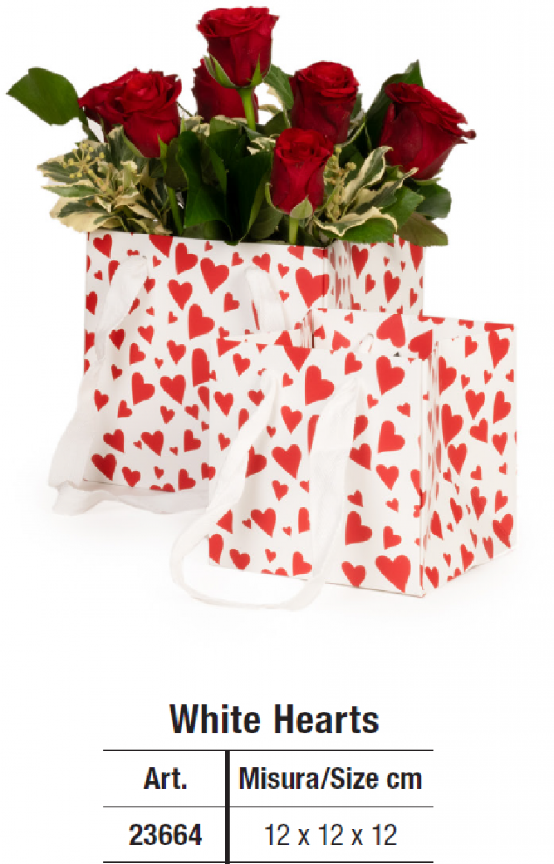 HEART FLOWER BAGS WHITE 12x12x12cm 23848 41277