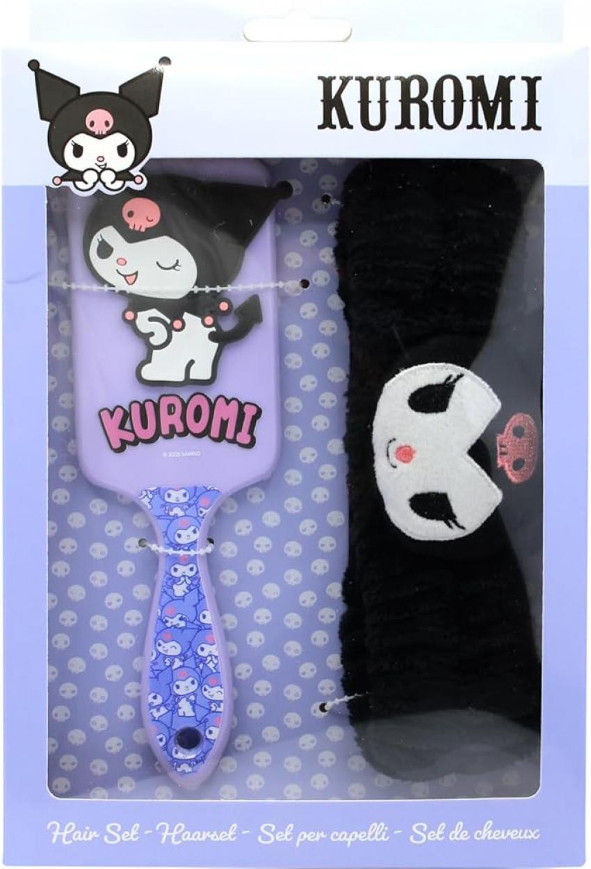 KUROMI SET SPAZZOLA E FASCIA PER CAPELLI IN PELUCHE 17x5x26,5cm 24882 40668