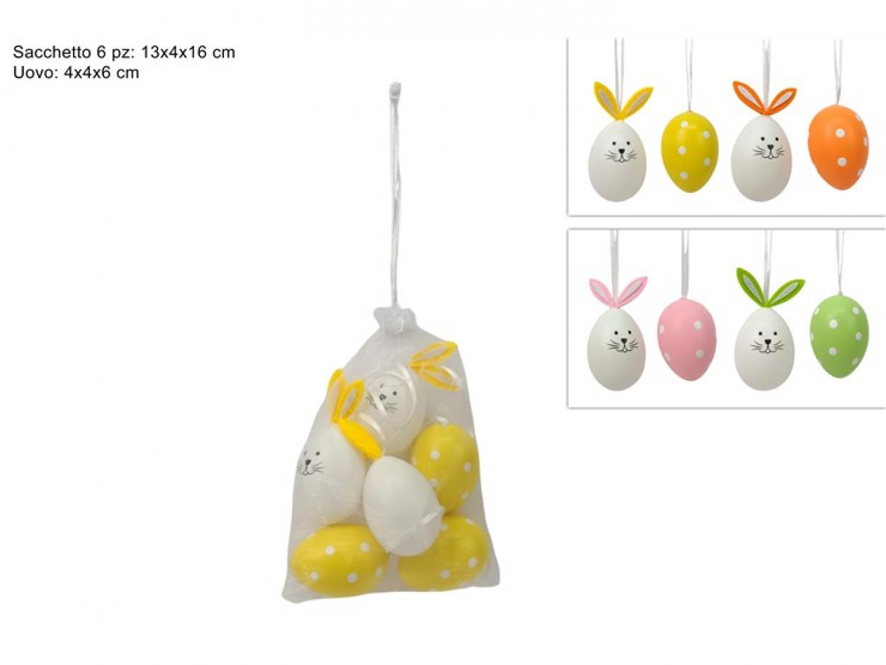 SACCHETTO APPENDINO UOVA 6cm SET 6pz 420271 40649