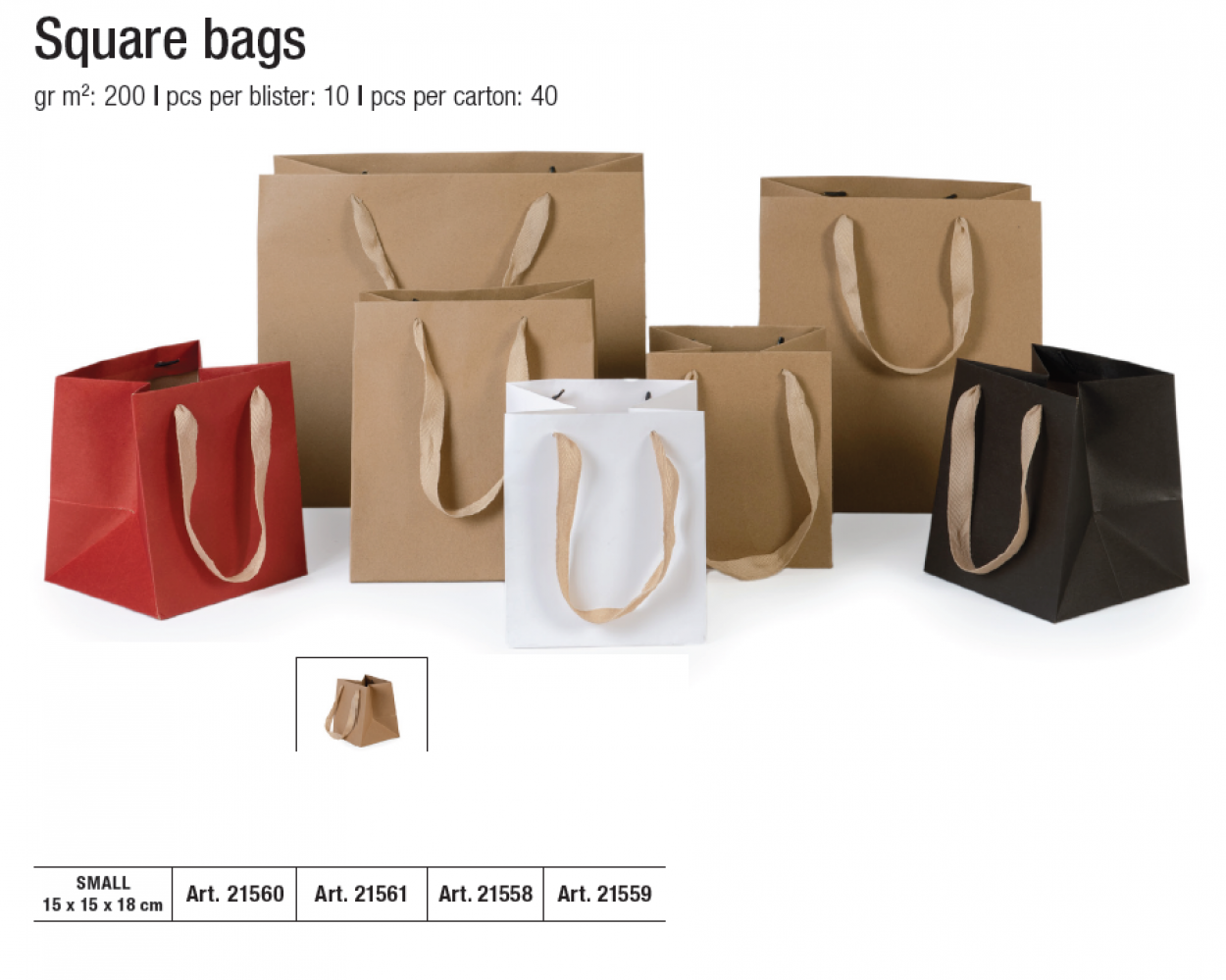 SQUARE KRAFT SHOPPING BAGS 15x15x18cm 23865 3813 41277