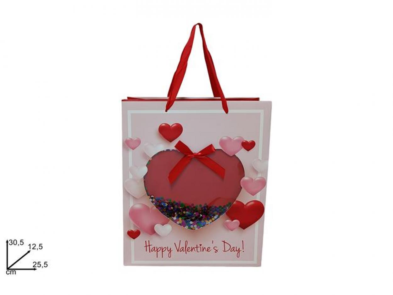 BUSTA REGALO CON CUORE 30,5x25,5x12,5cm 239330 40649