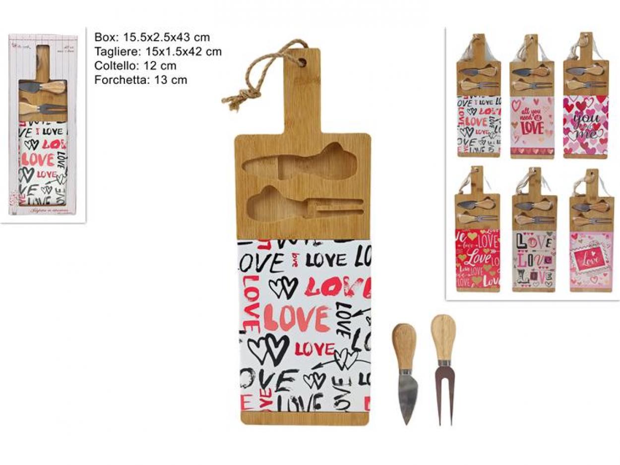 TAGLIERE LEGNO E CERAMICA CON ACCESSORI SAN VALENTINO 335995 40649