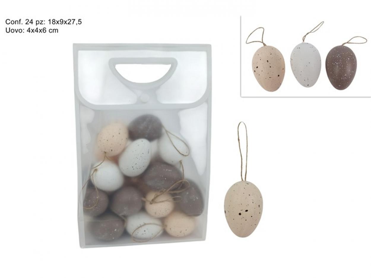 SACCHETTO CON 24 UOVA DA 6cm NATURALI 421056 40649