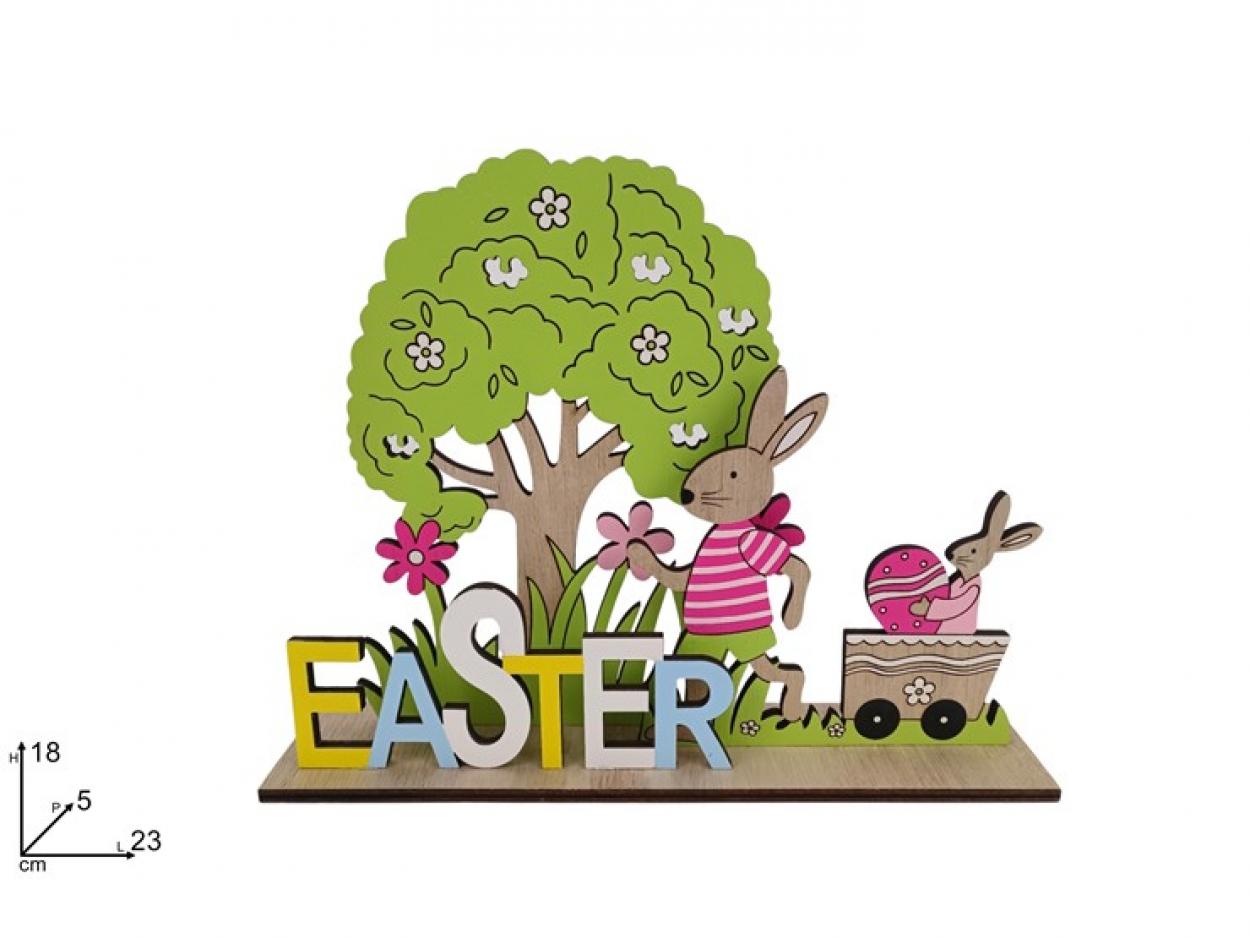 DECORAZIONE SCENARIO PASQUALE CON SCRITTA EASTER IN LEGNO 426518 40649