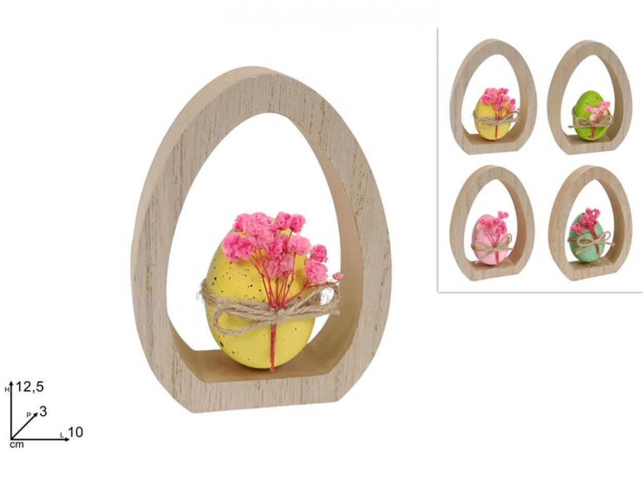 DECORAZIONE UOVO PASQUALE IN LEGNO 12,5cm 425719 40649