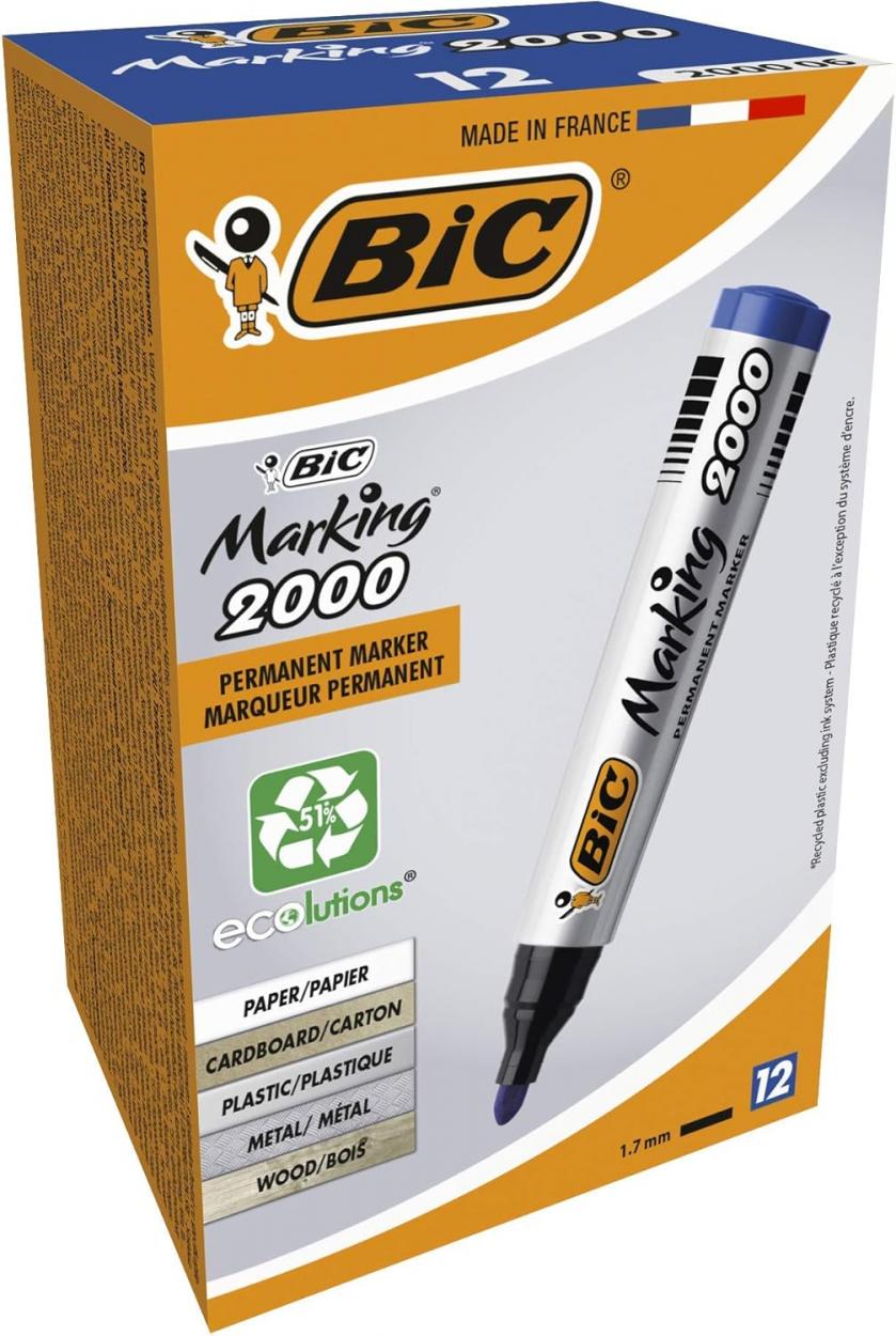 00190022 MARKER BIC 2000 PUNTA TONDA BLU 12pz 53381