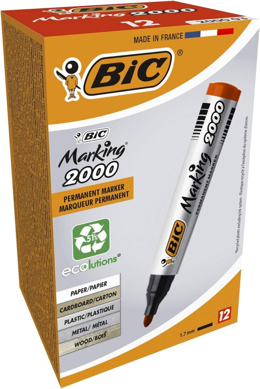 00190023 MARKER BIC 2000 PUNTA TONDA ROSSO 12pz 53381