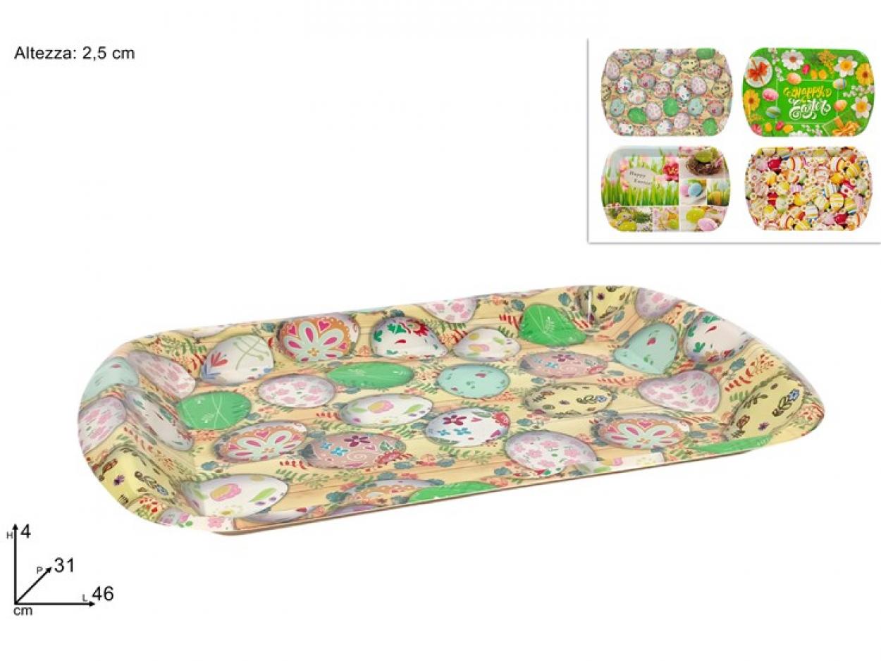 VASSOIO RETTANGOLARE 46x31x2,5cm DECORO PASQUALE 40649