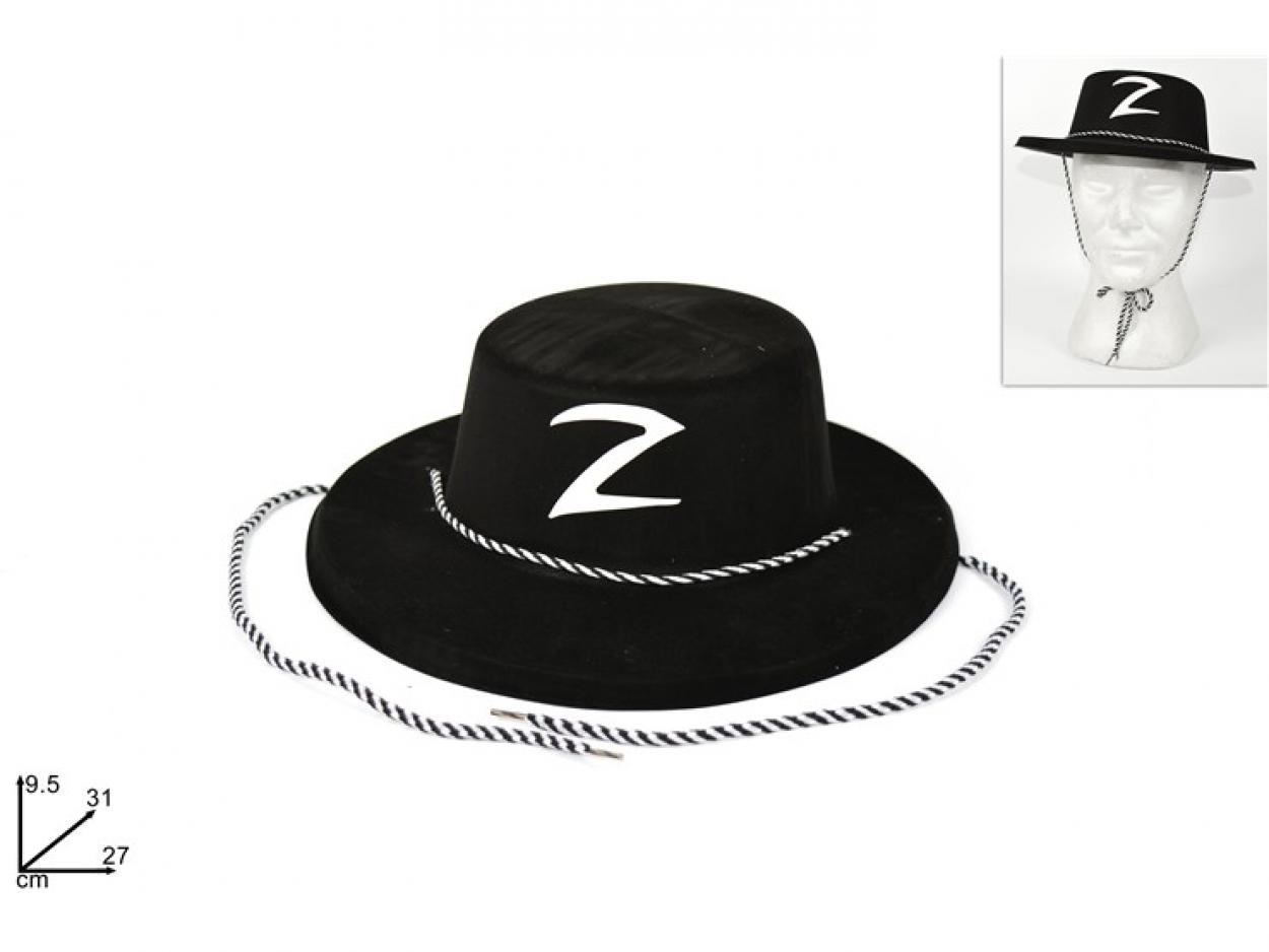 CAPPELLO ZORRO EFFETTO TESSUTO NERO 372278 40649