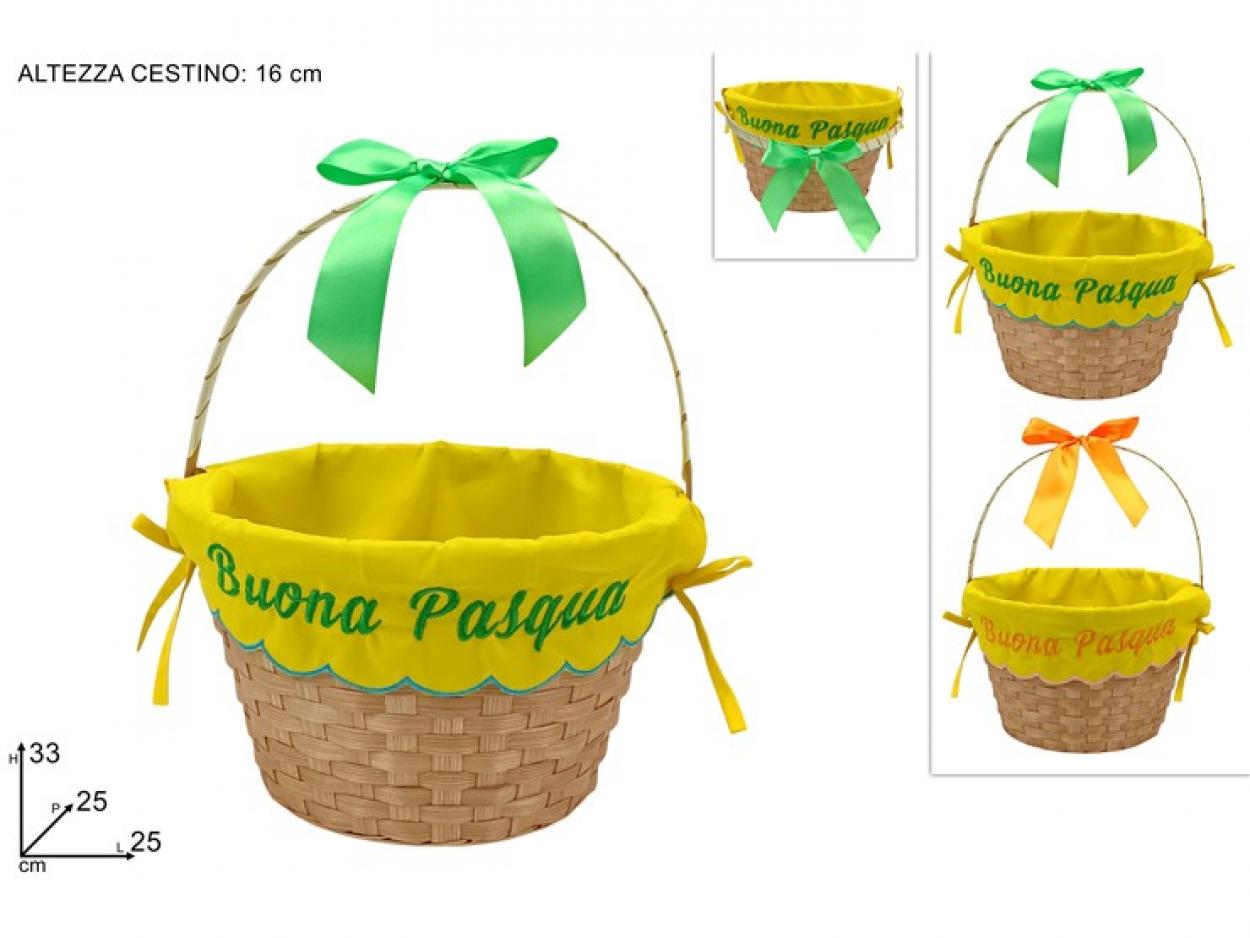 CESTA TONDA 25x16x33cm CON MANICO BUONA PASQUA 422251 40649