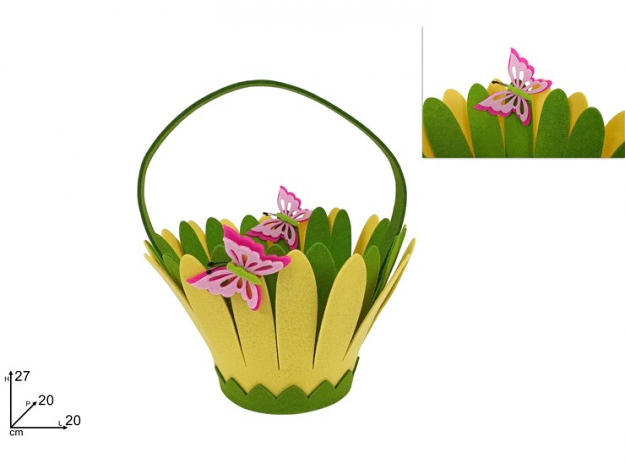 CESTINO IN FELTRO FIORE 20cm CON FARFALLA 429618 40649