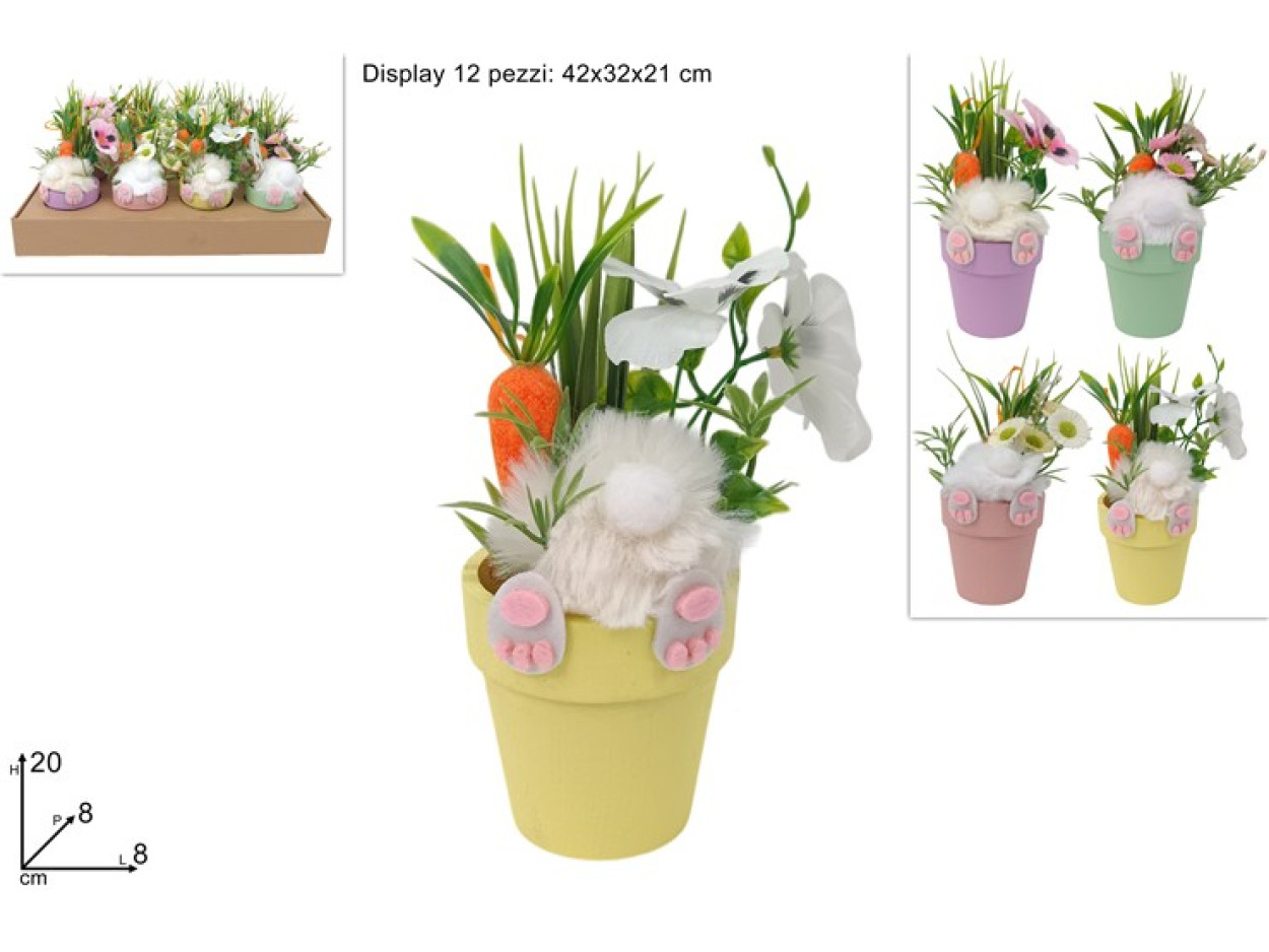 PIANTINA FIORI CON CONIGLIO E CAROTE 425405 40649