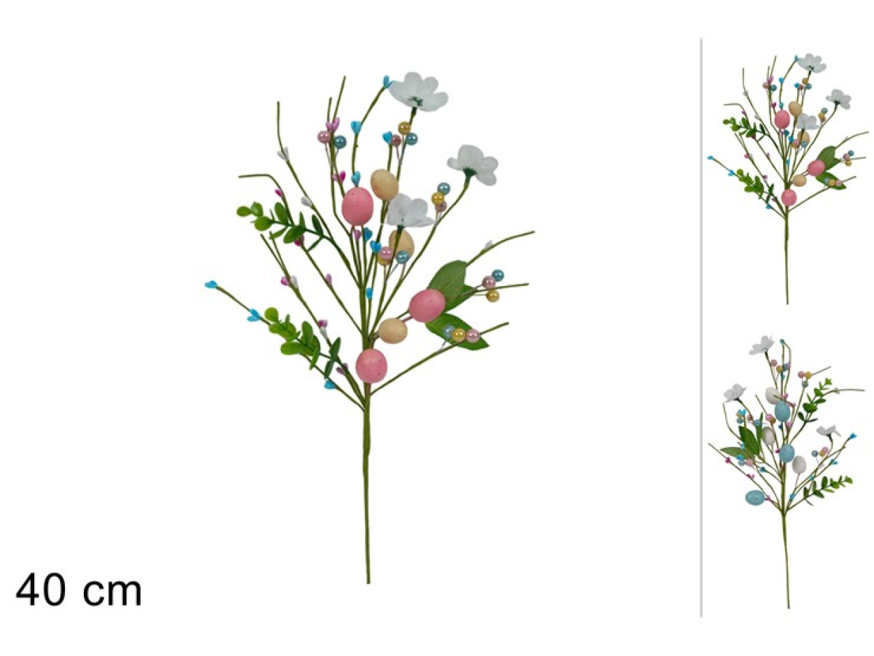 STELO 40cm CON FIORI UOVA E PERLINE 422992 40649