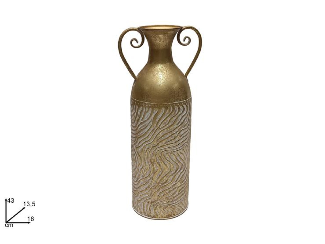 VASO METALLO CON MANICI 43x13,5cm ORO/BIANCO 317281 40649