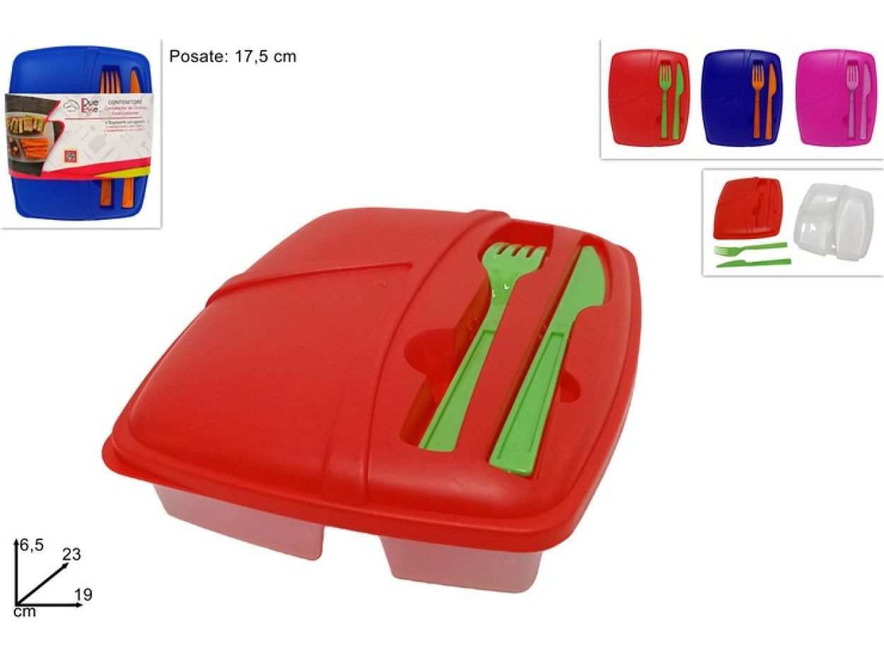 CONTENITORE PLASTICA 3 SCOMPARTI CON POSATE 639009 40649