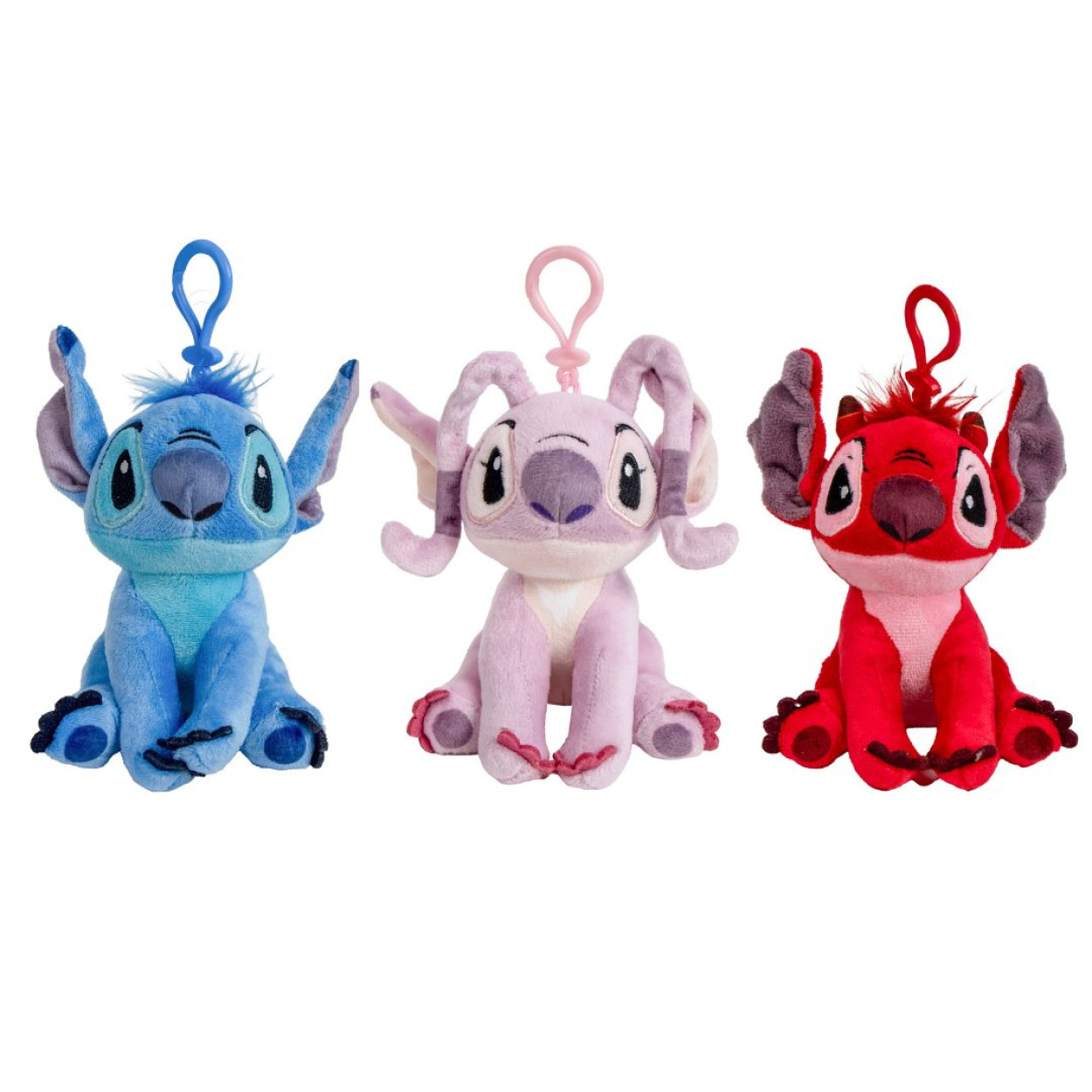 (MIS 0) DISNEY (STITCH, ANGEL, LEROY) PELUCHE PORTACHIAVI 12,5cm C/BAGCLIP 760024939 41115