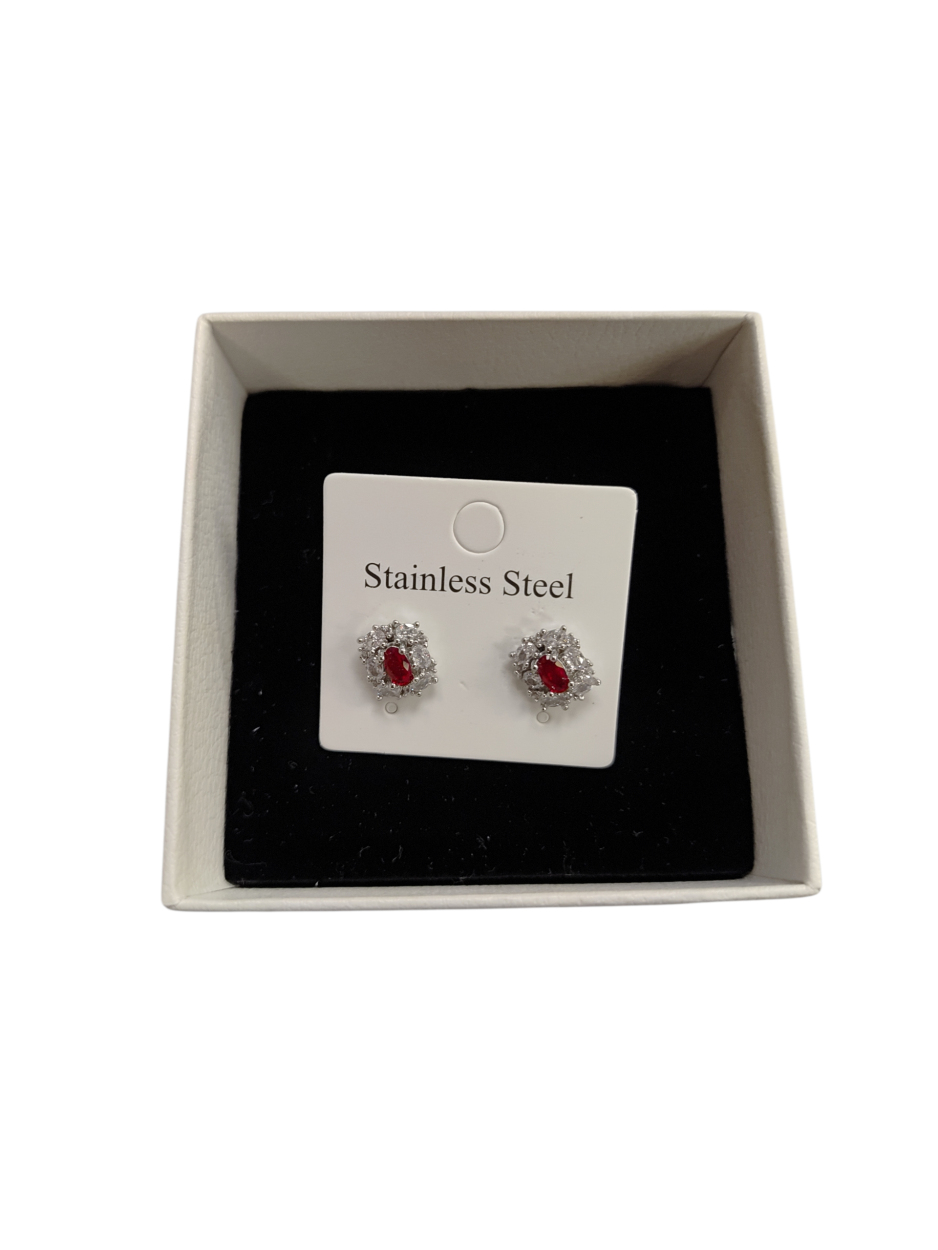 ORECCHINI CO086 1 ARGENTO ROSSO 40576