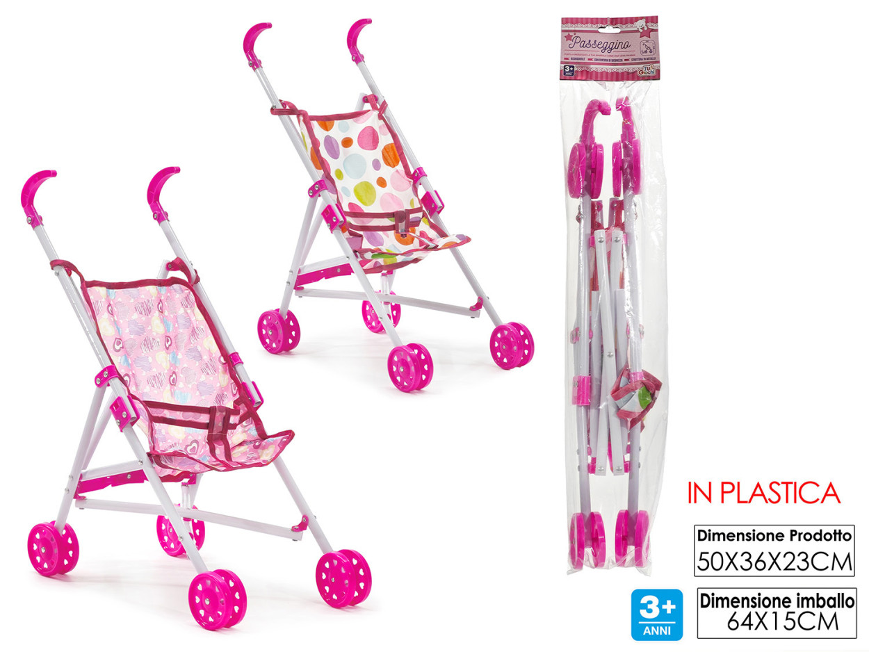 BABY PASSEGGINO ROSA IN PLASTICA 100332 40619