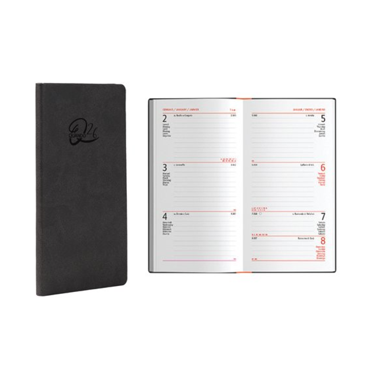 00324783 AGENDA 26 QUANDO FEMMENA 8x15cm SETTIMANALE GRIGIO SCURO 53381
