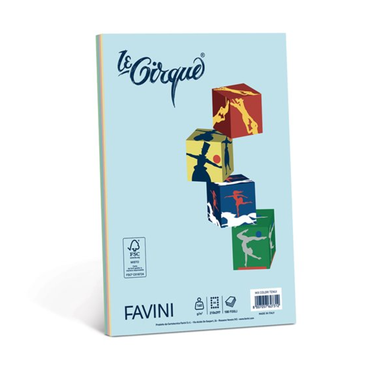 00080338 CARTA LA CIRQUE 160gr COLORI TENUI A4 100 ff 53381