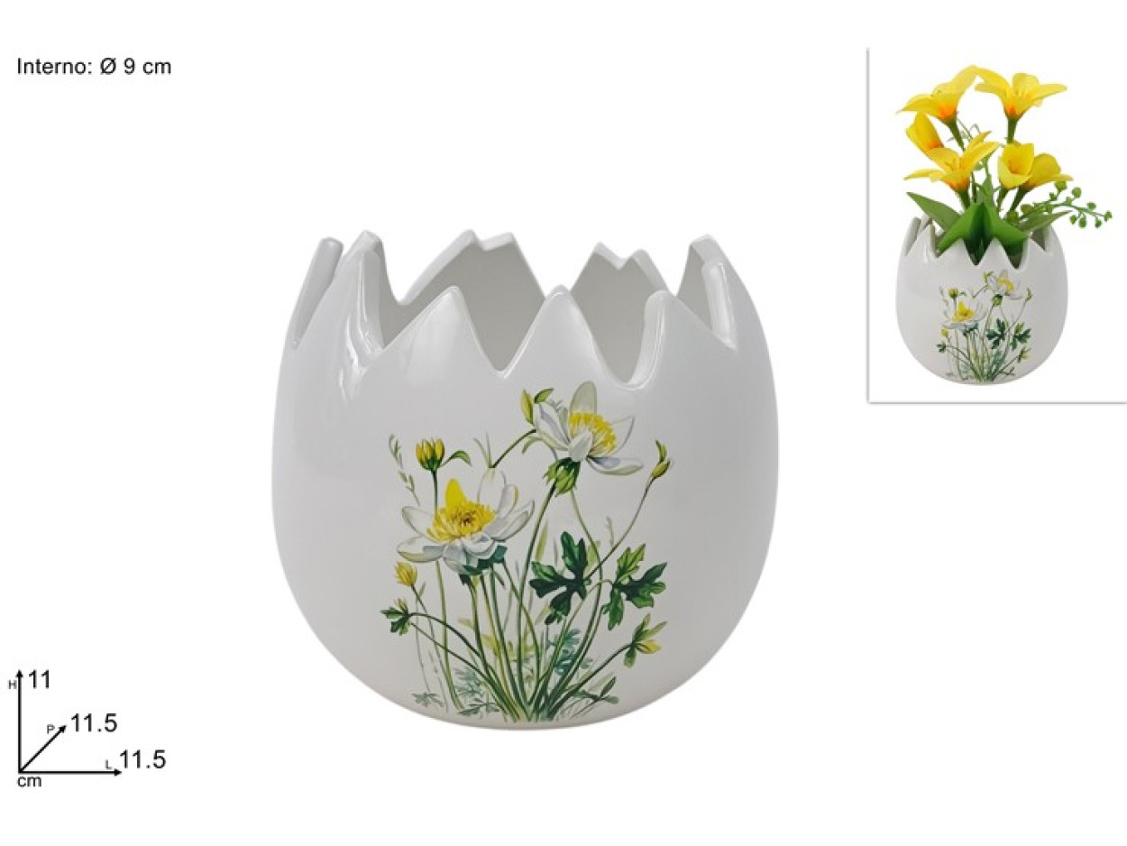 PORTAUOVO/PORTAPIANTA 90cm CERAMICA DECORO FIORI 431673 40649