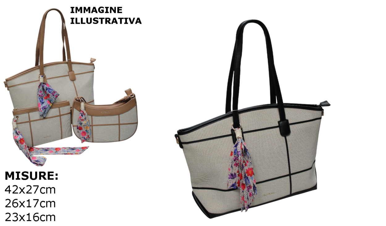 61986/SETHB NERO L SHOPPING, M TRACOLLA, S BUSTA POCHETTE 41233