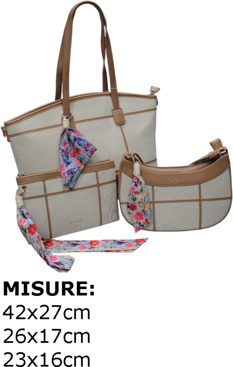 61986/SETHB CUOIO L SHOPPING, M TRACOLLA, S BUSTA POCHETTE 41233