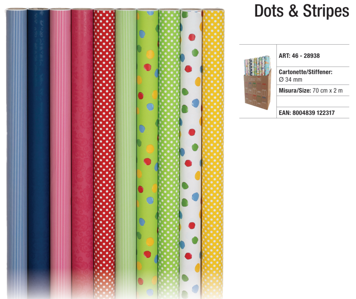 ROTOLINI CARTONETTE STAR 34mm 70cmx2M 30557 DOT&STRIPES 26 41277